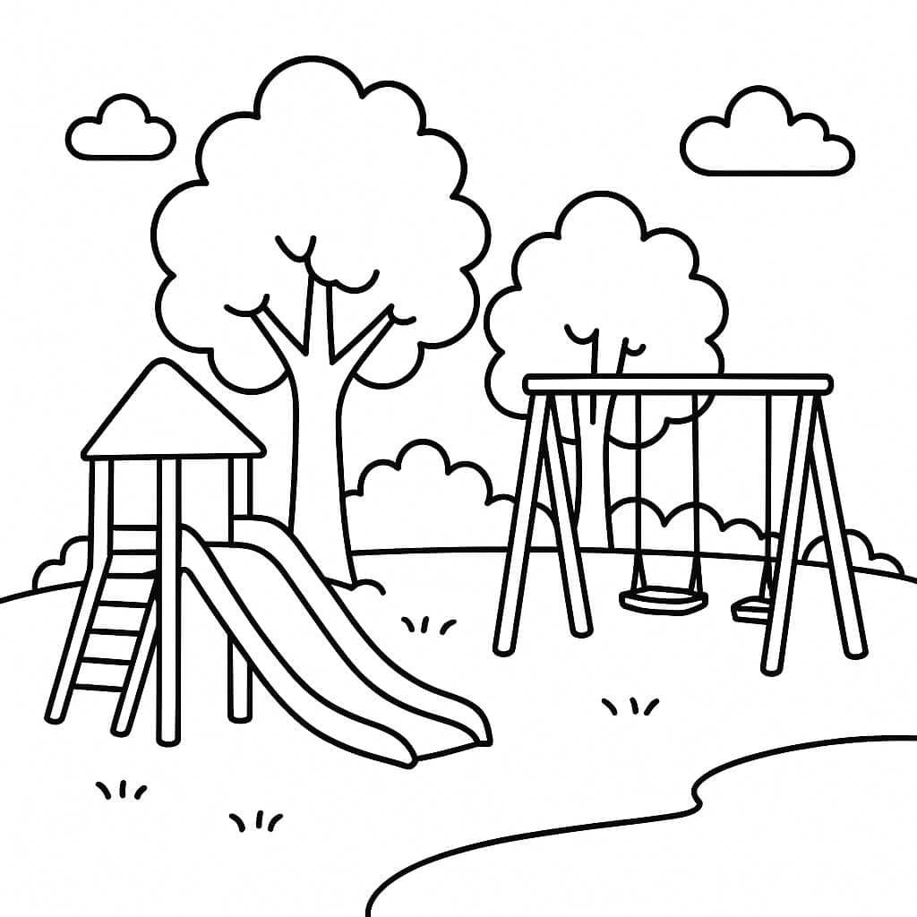 Parque com brinquedos para colorir