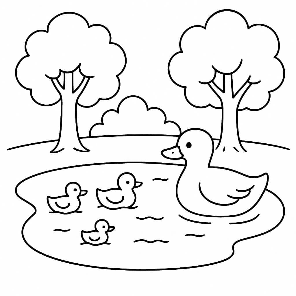 Parque com lago para colorir