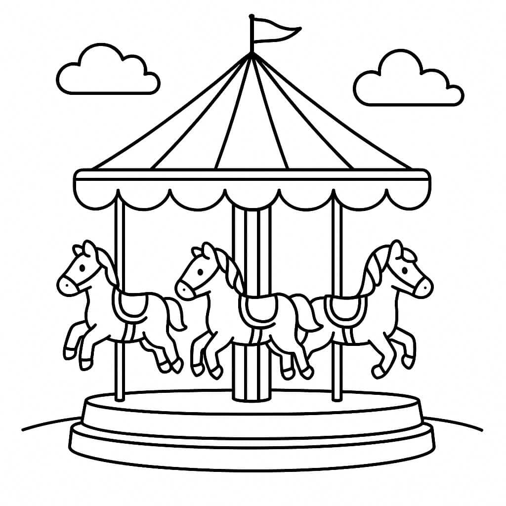 Parque de diversões com montanha-russa para colorir