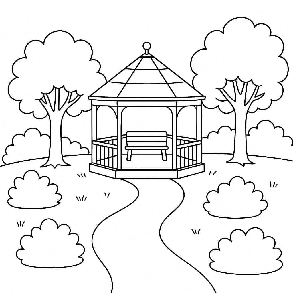 Parque gazebo para colorir