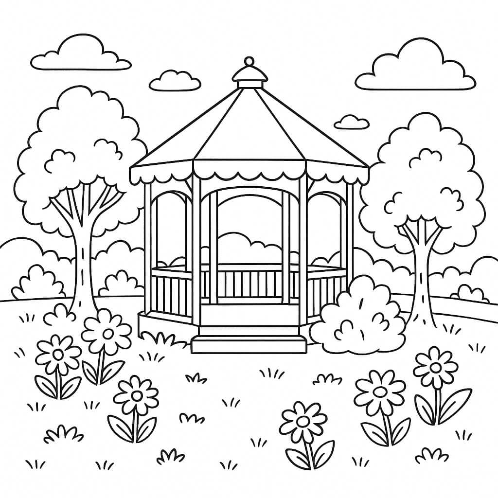 Parque jardim para colorir