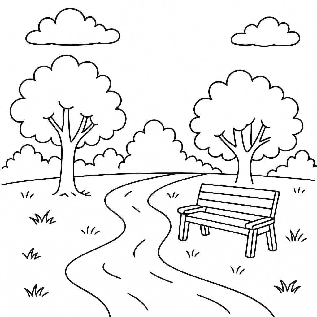 Parque trilhas para colorir