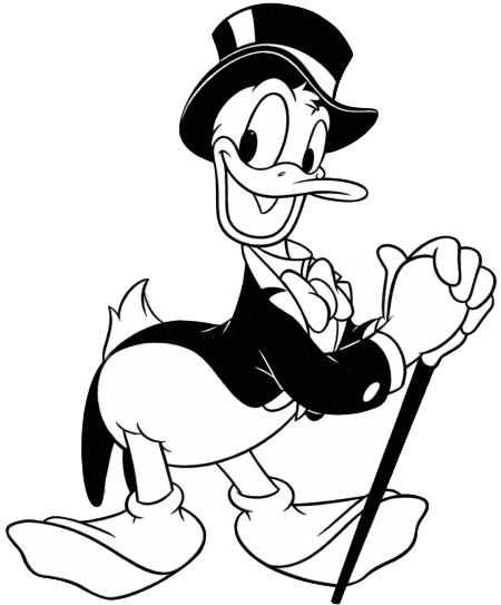 Pato Donald de smoking para colorir