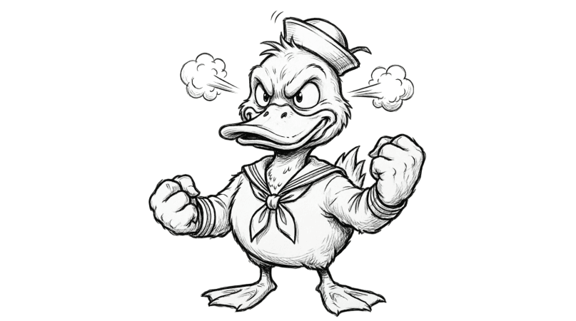 Pato Donald furioso para colorir