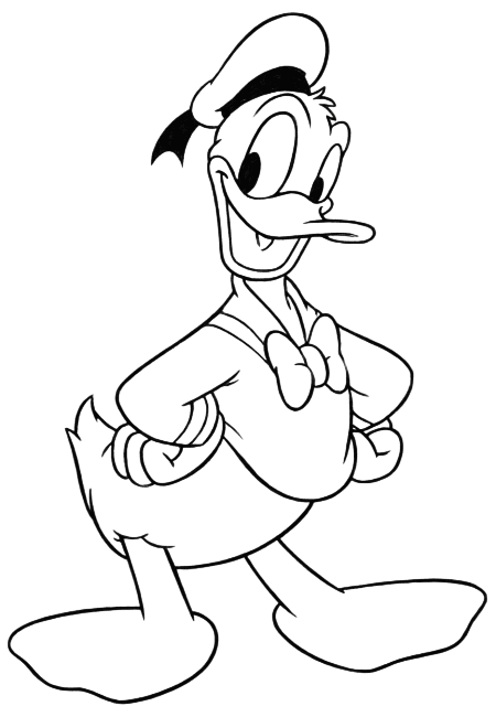 Pato Donald sorrindo para colorir