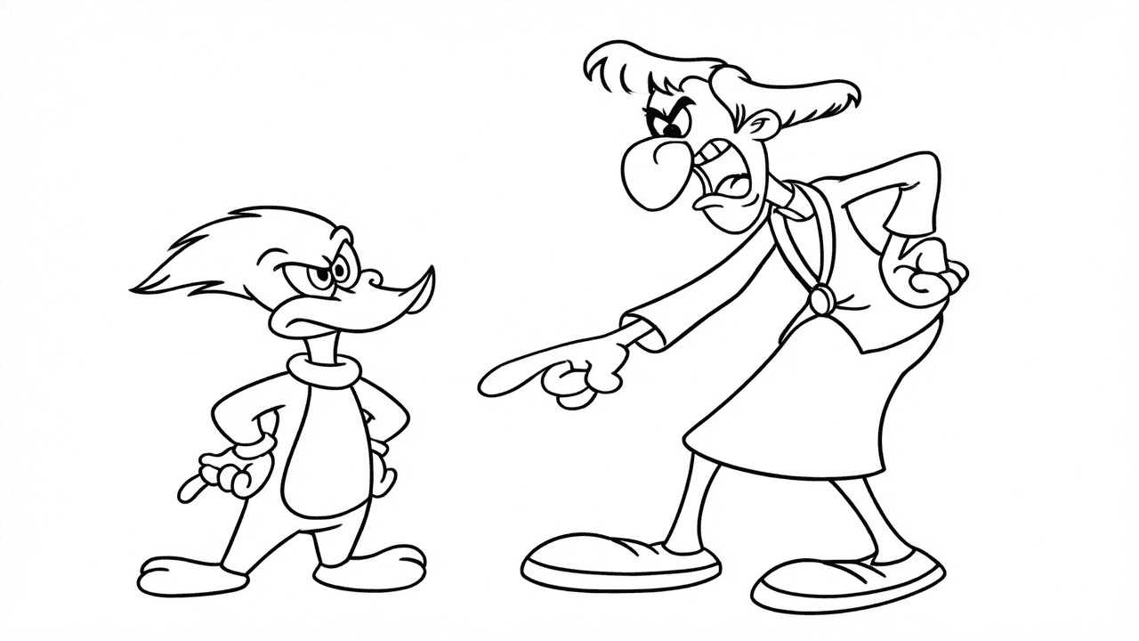 Pica-Pau e Meany Ranheta para colorir