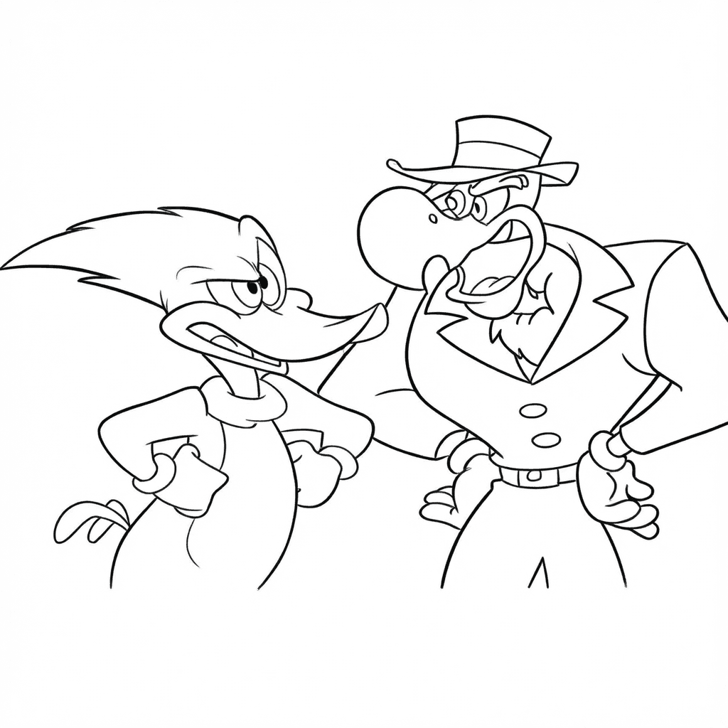 Pica-Pau e Zeca Urubu para colorir