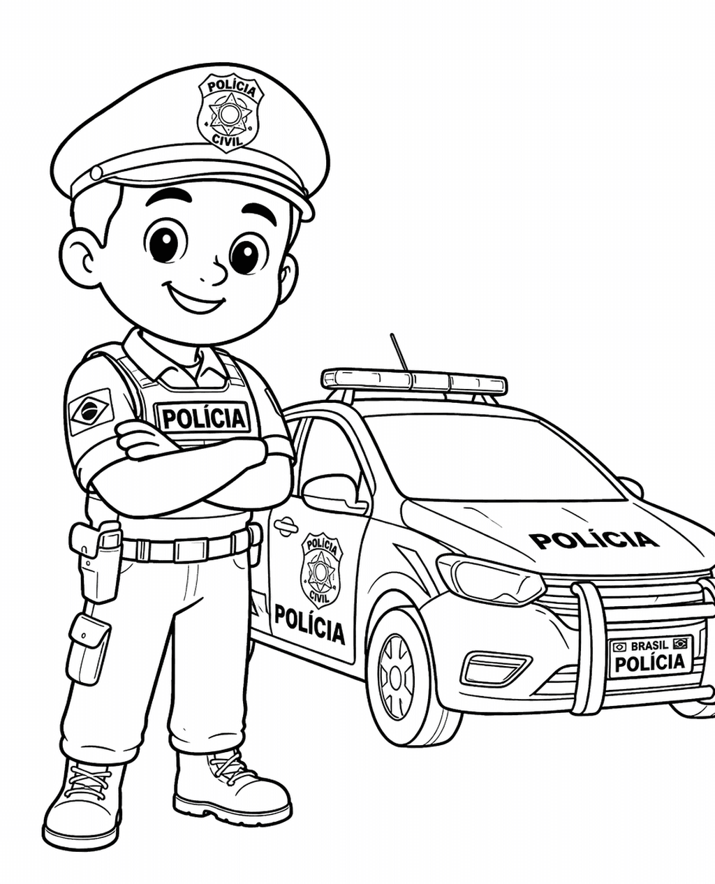 Policial para educação infantil para colorir