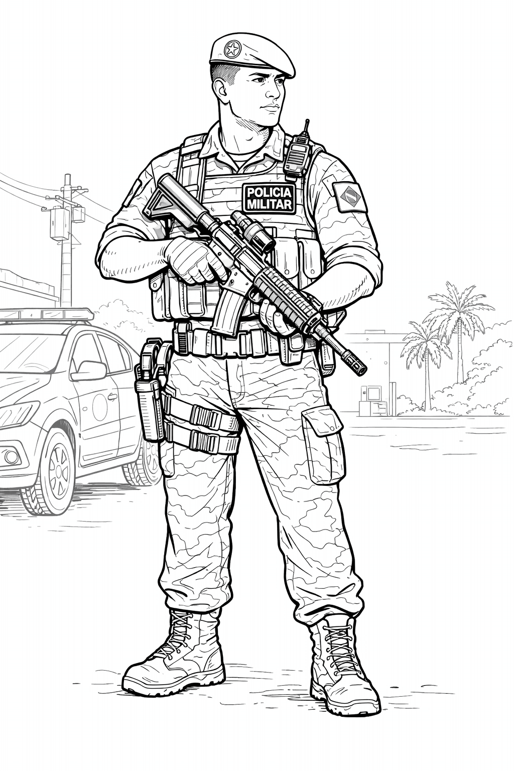 Policial militar para colorir