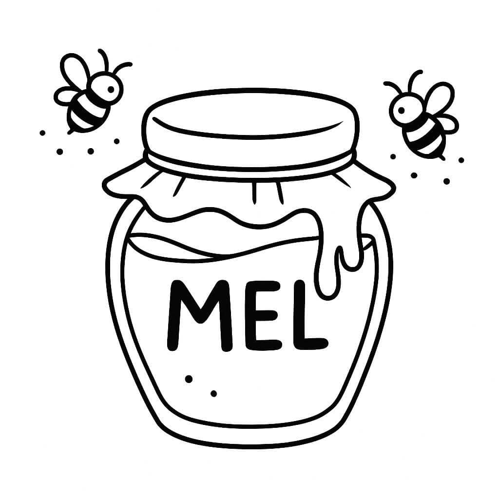 Pote de mel para colorir