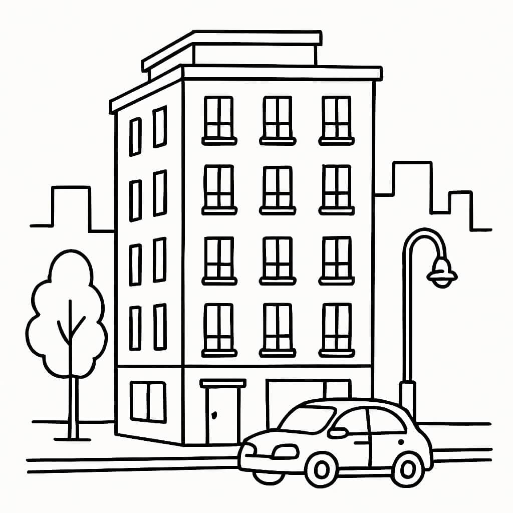 Prédio com loja para colorir