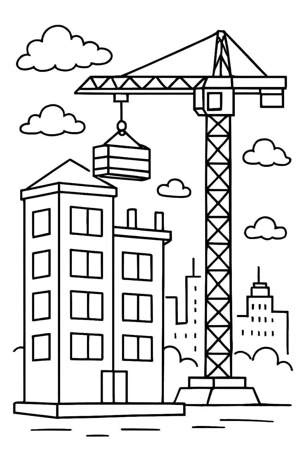 Prédio em construção para colorir