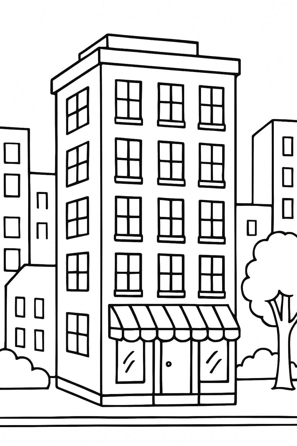 Prédio no centro da cidade para colorir
