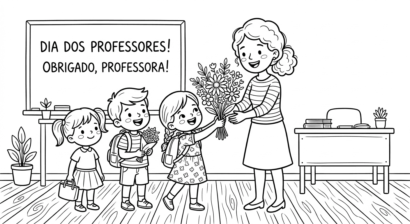 Dia das professoras para colorir