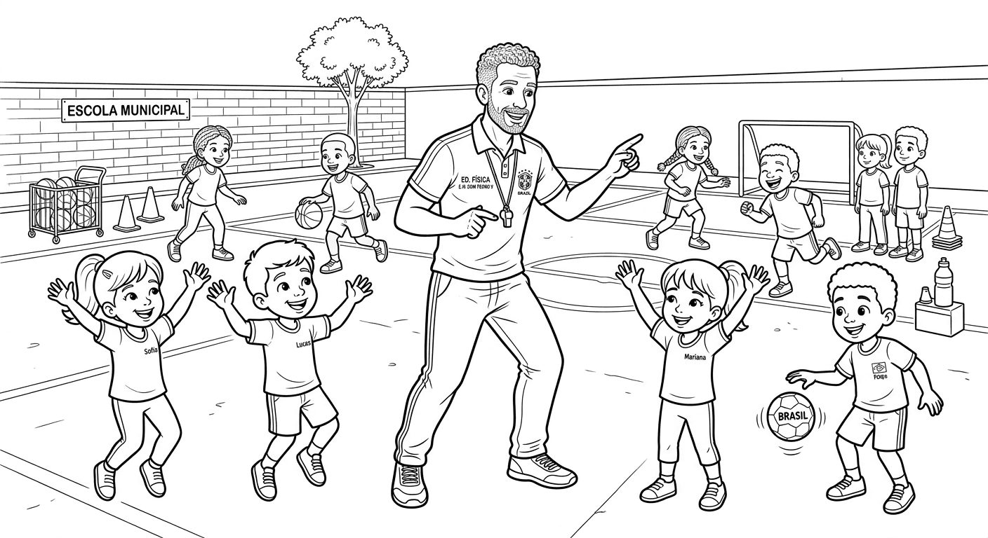 Professor de educação física para colorir