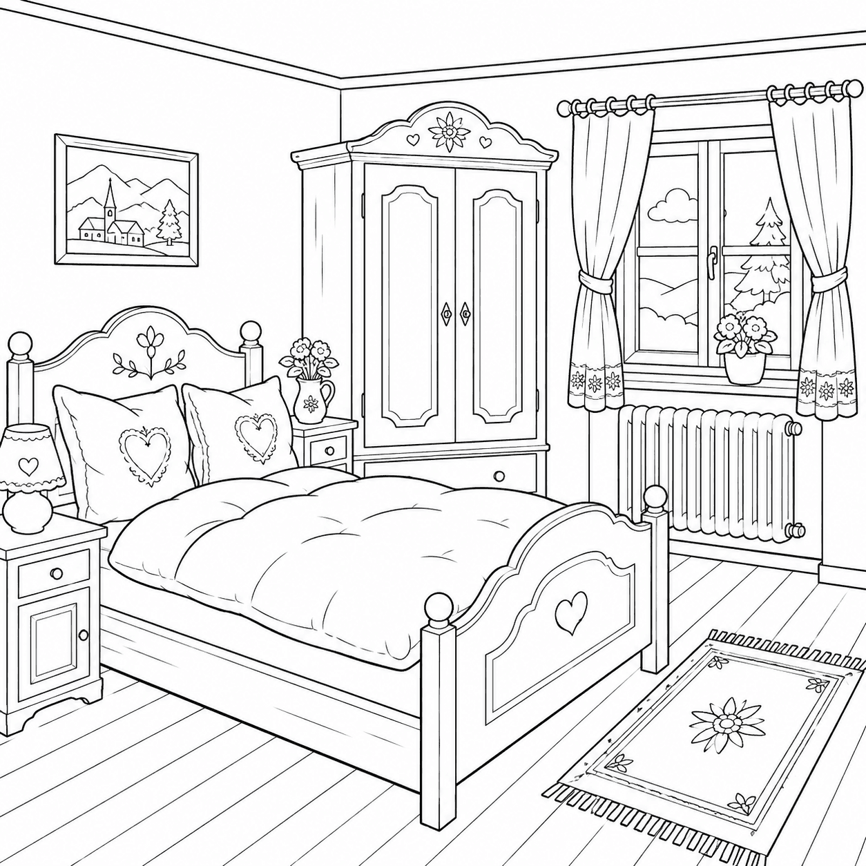 Quarto alemão para colorir