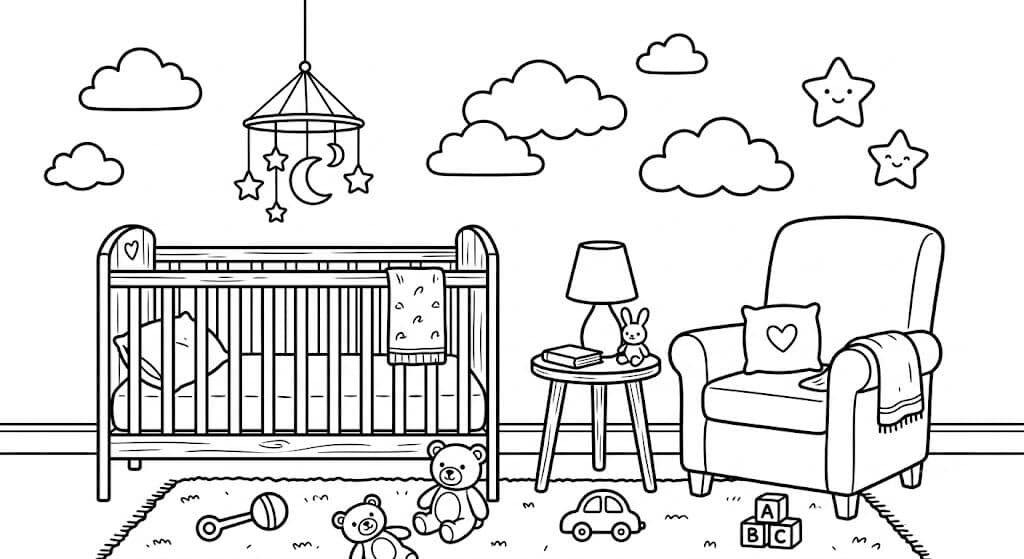 Quarto de bebê para colorir
