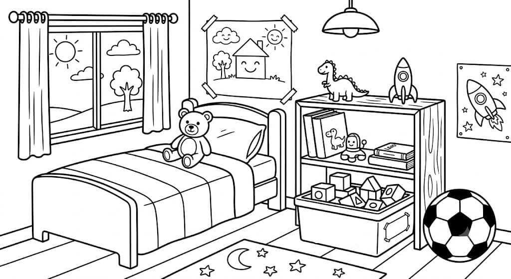 Quarto de criança para colorir