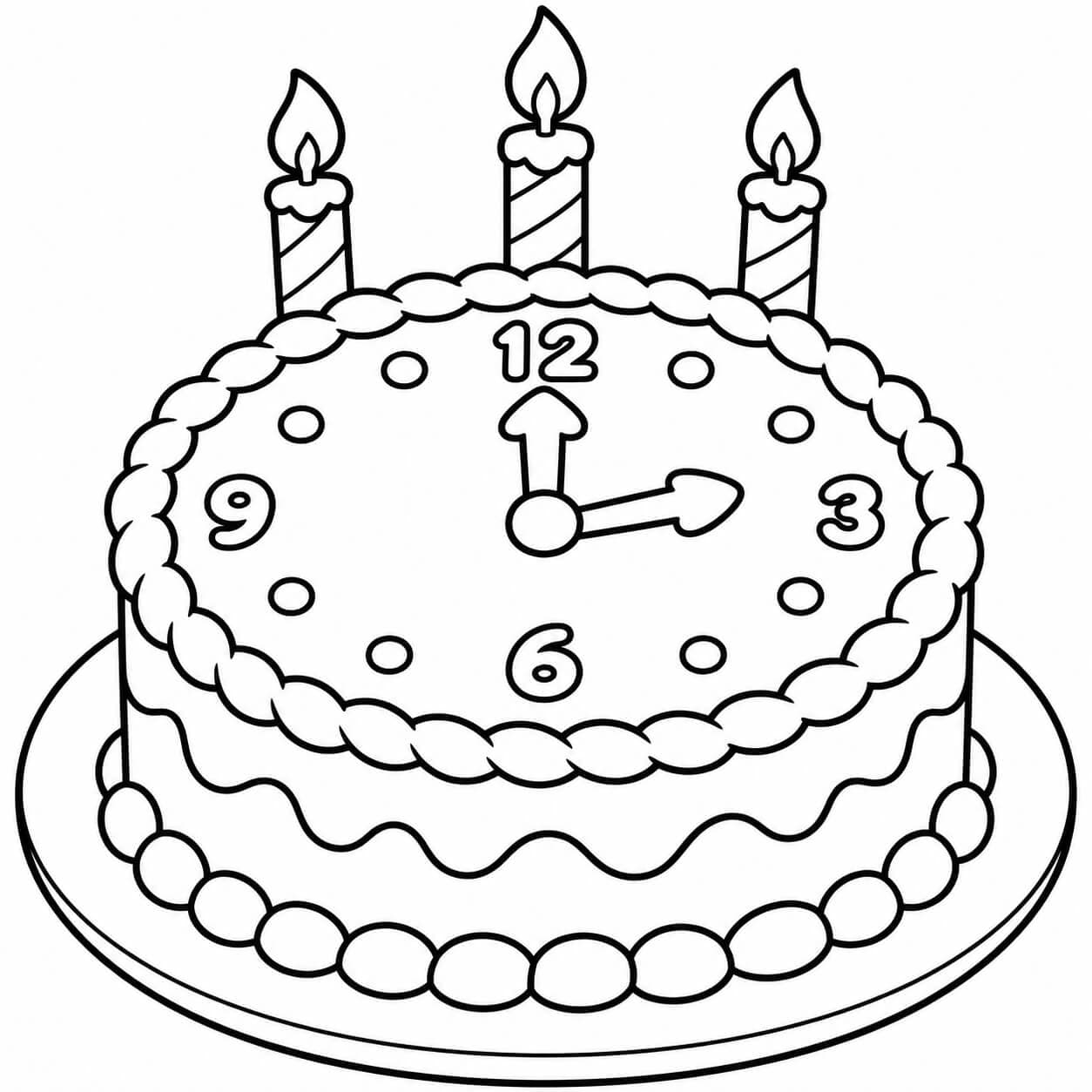 Bolo de relógio para colorir