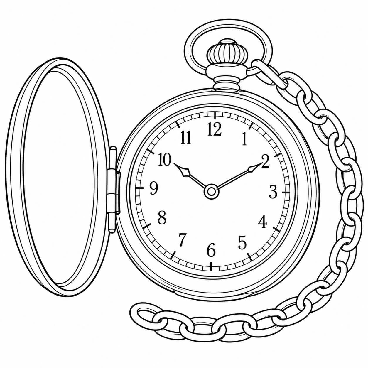 Relógio de bolso antigo para colorir