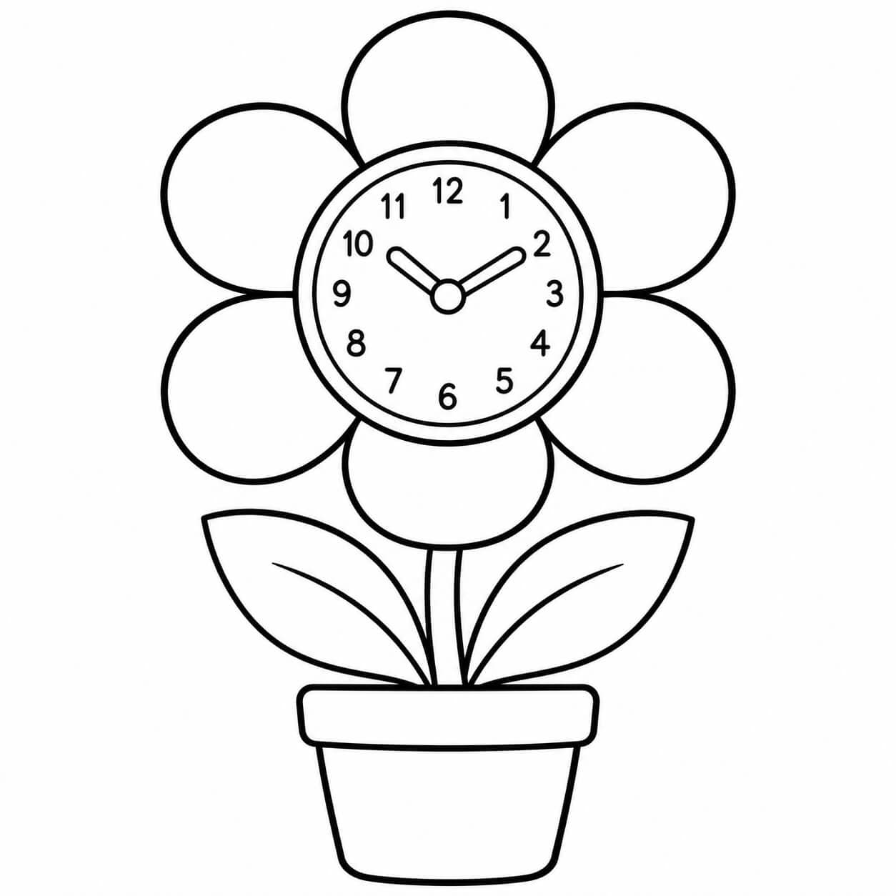 Relógio flor para colorir