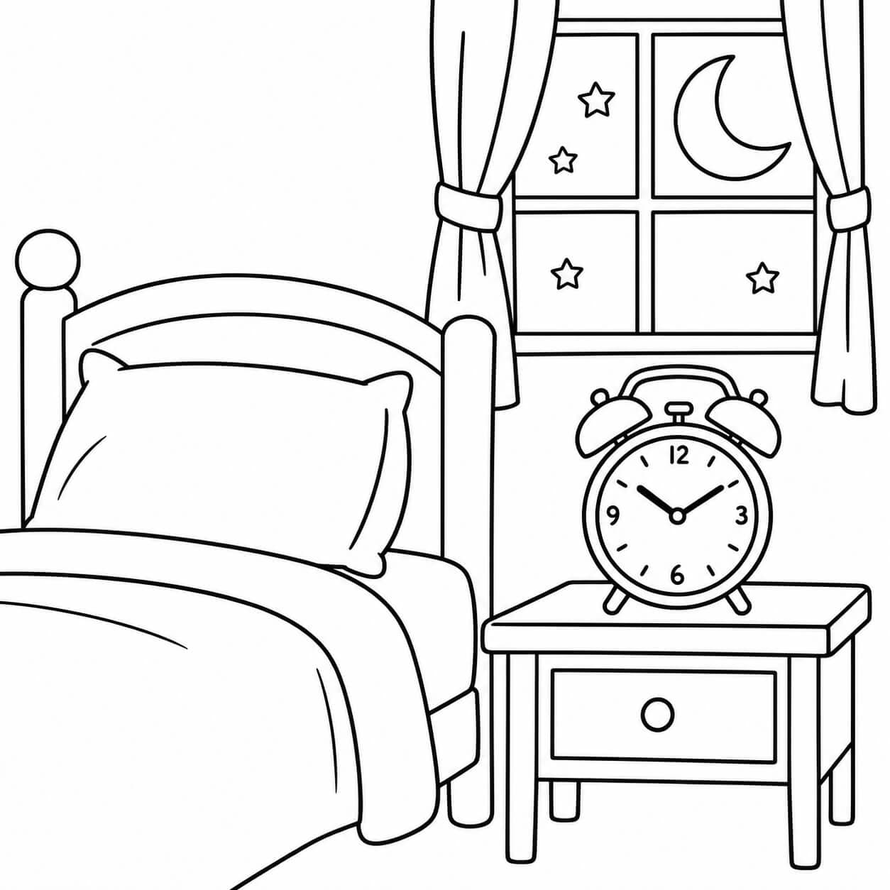 Relógio no quarto para colorir
