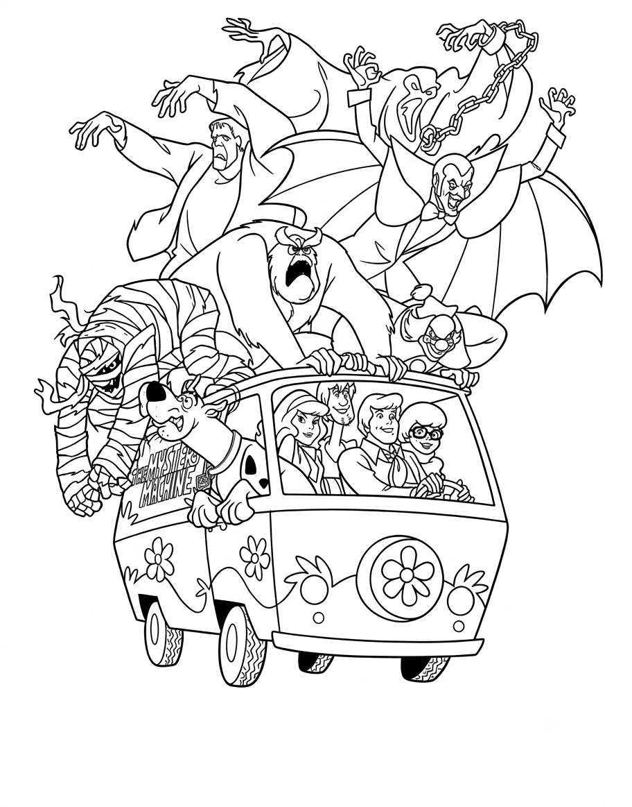 Scooby-Doo e monstros para colorir