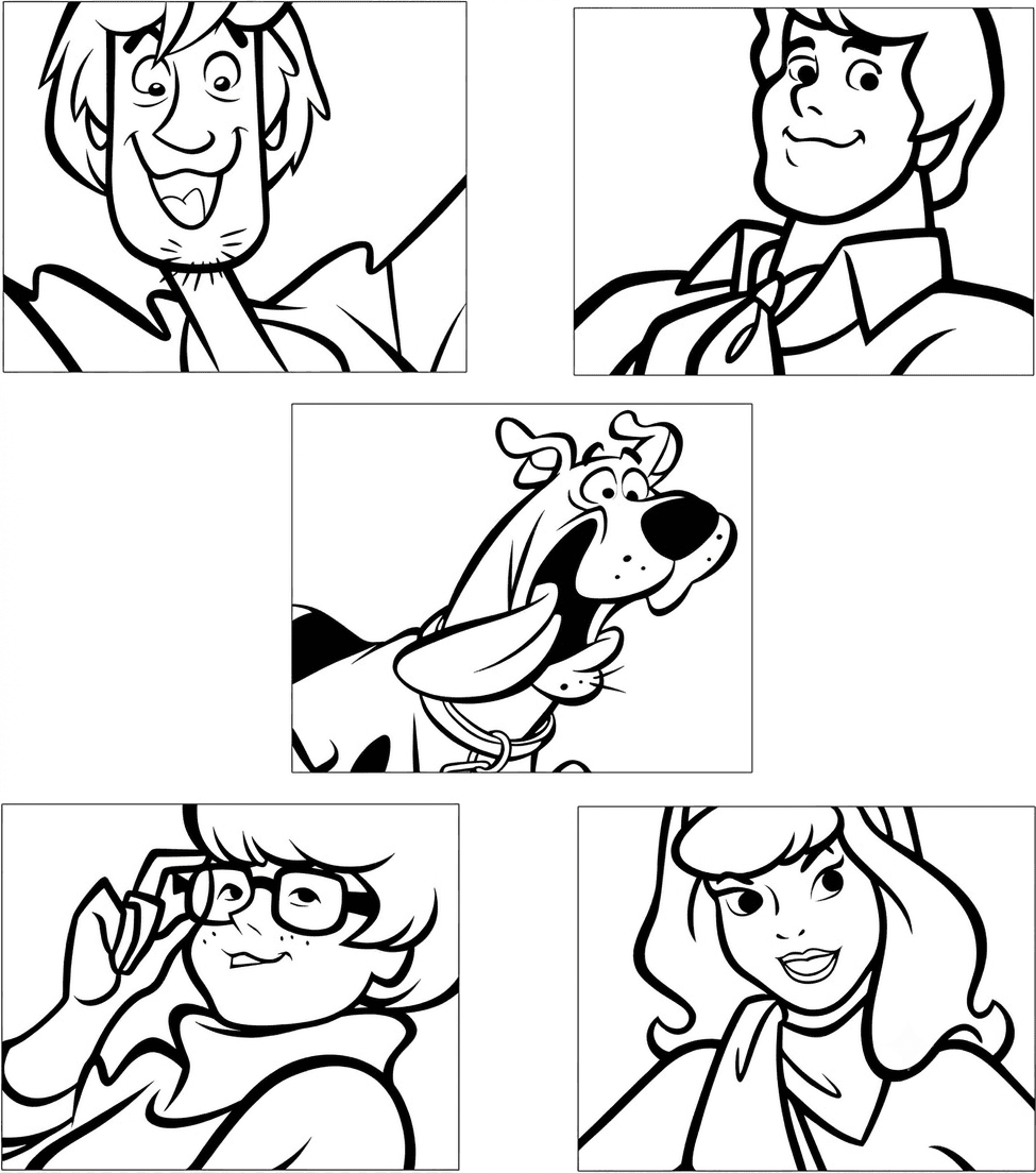 Vários personagens de Scooby-Doo para colorir