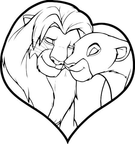 Simba e Nala para colorir