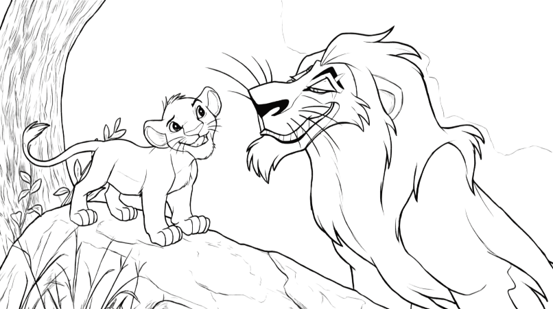 Simba e Scar para colorir