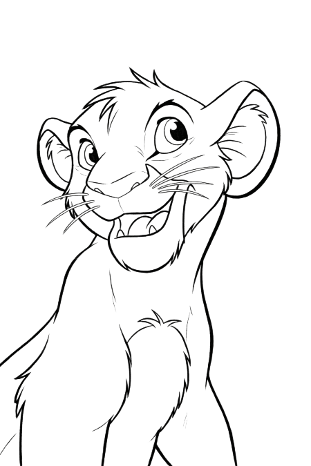 Simba feliz para colorir