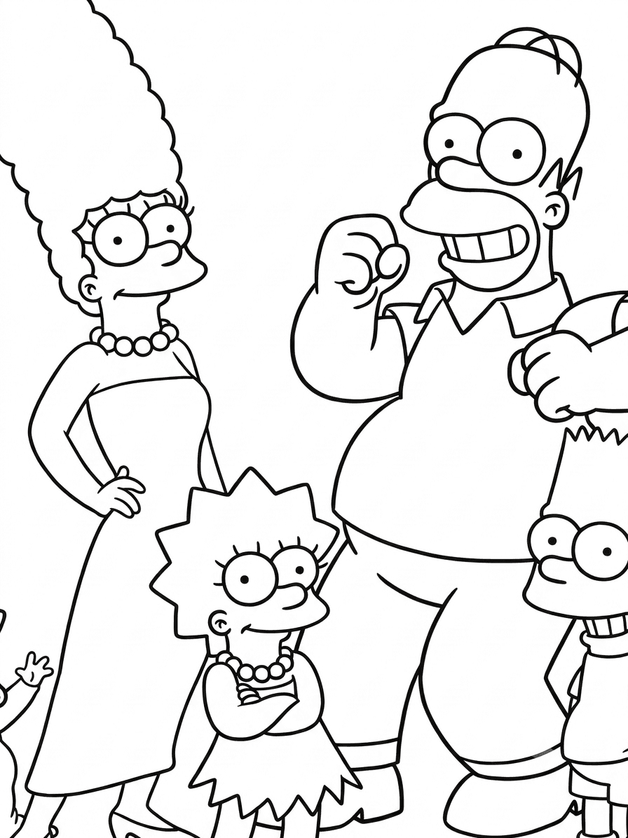 Homer, Lisa, Bart e Marge para colorir