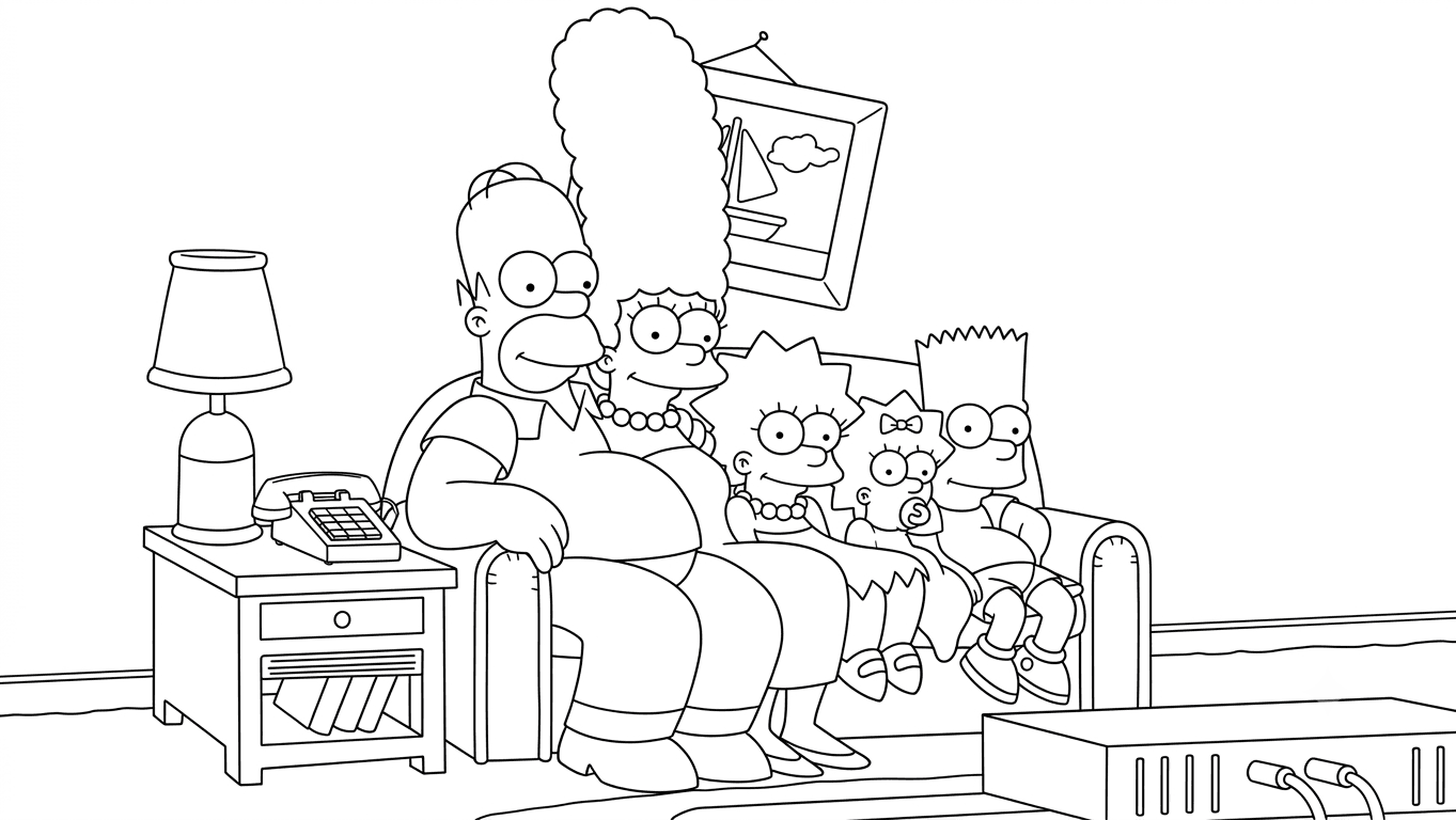 Os Simpsons em casa para colorir