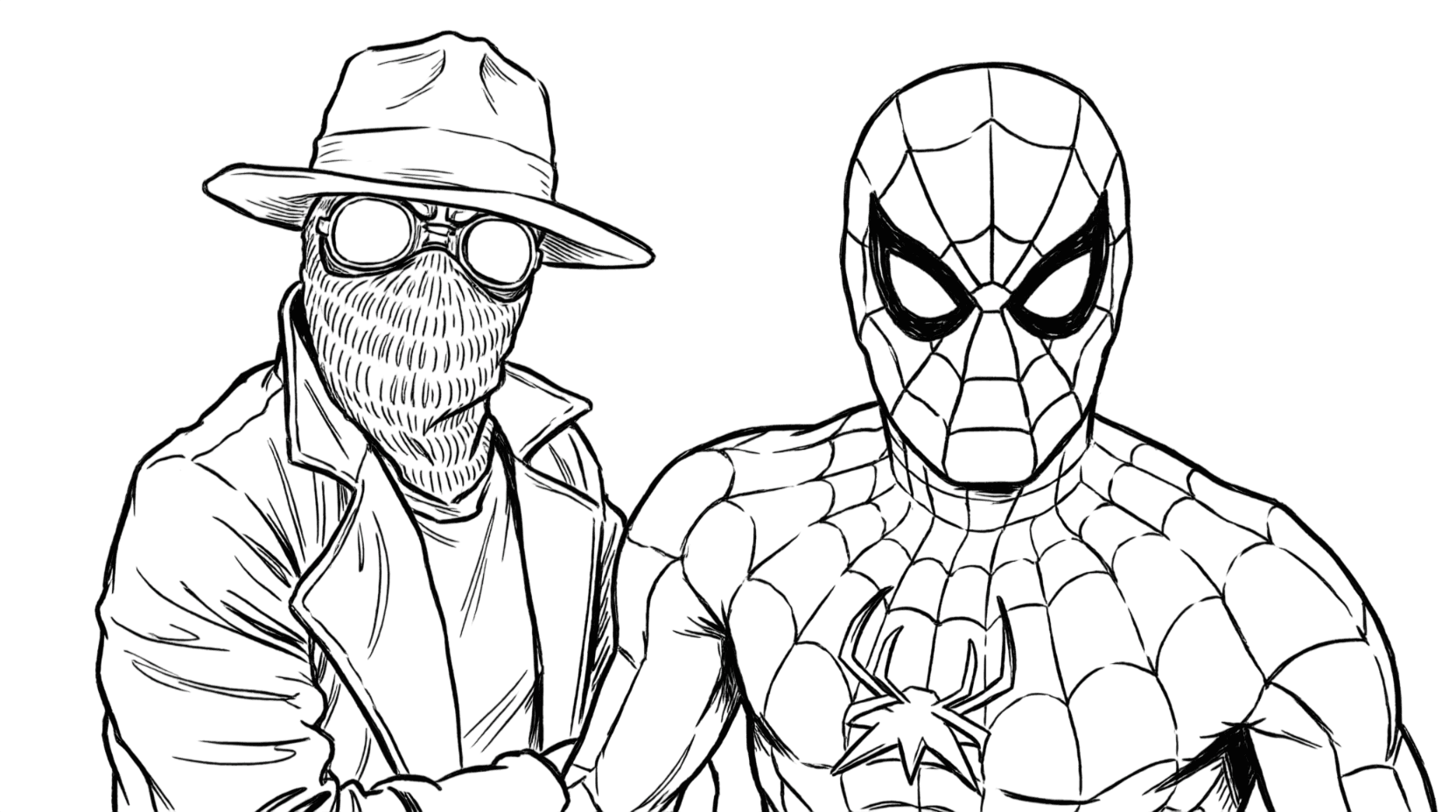 Spider Noir e Homem-Aranha para colorir