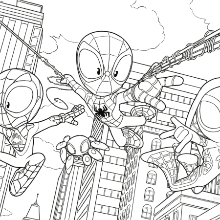 Spidey e amigos em ação para colorir