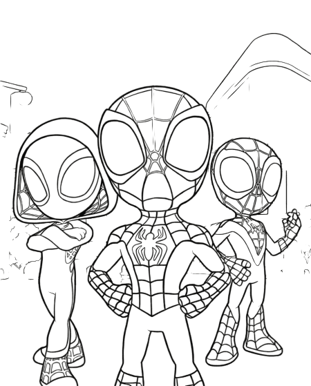 Spidey e amigos na cidade para colorir