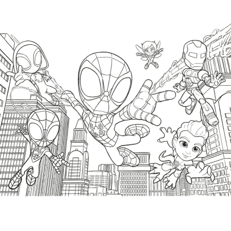Spidey e outros personagens para colorir