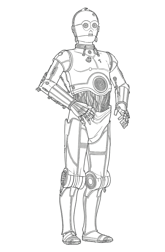 C-3PO droide dourado para colorir