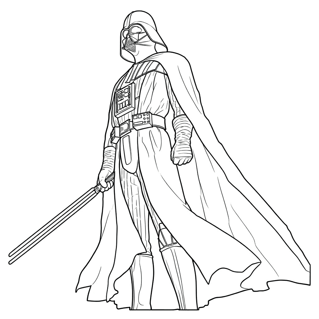 Darth Vader com sabre de luz para colorir