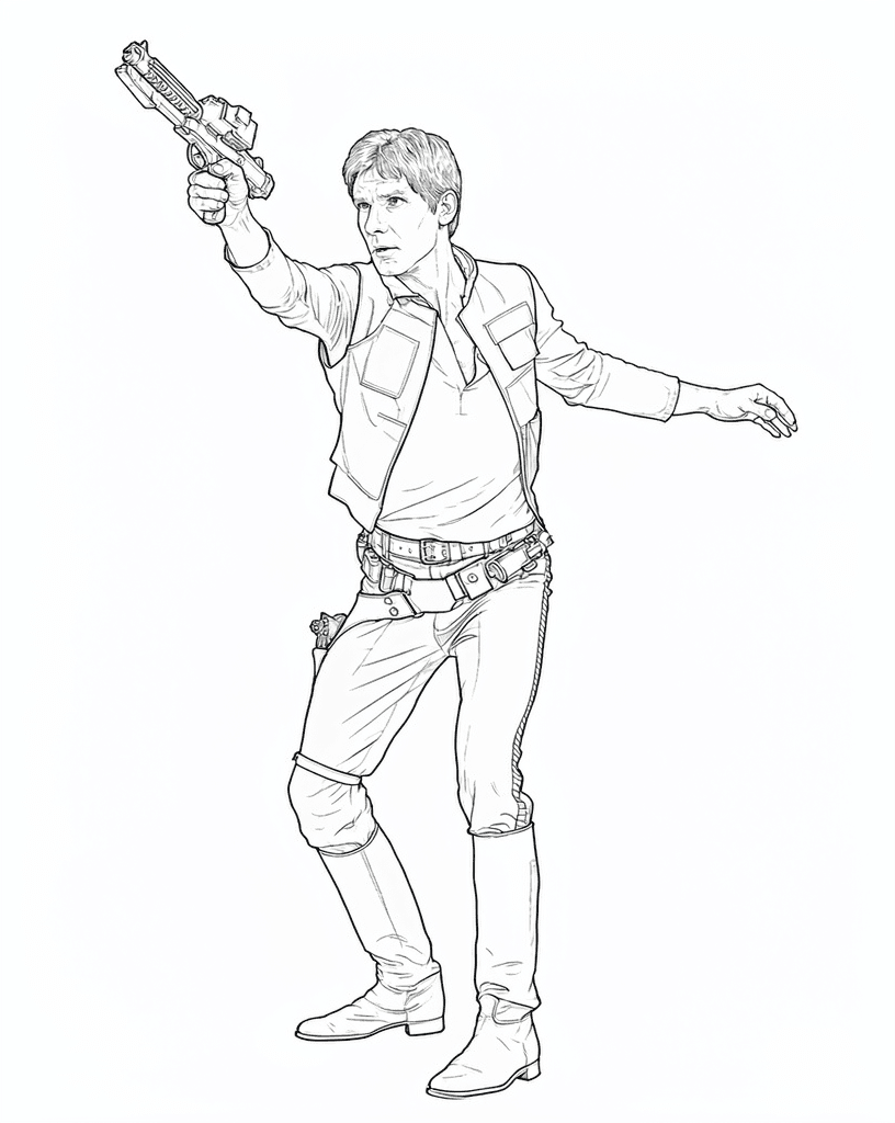 Han Solo com blaster para colorir