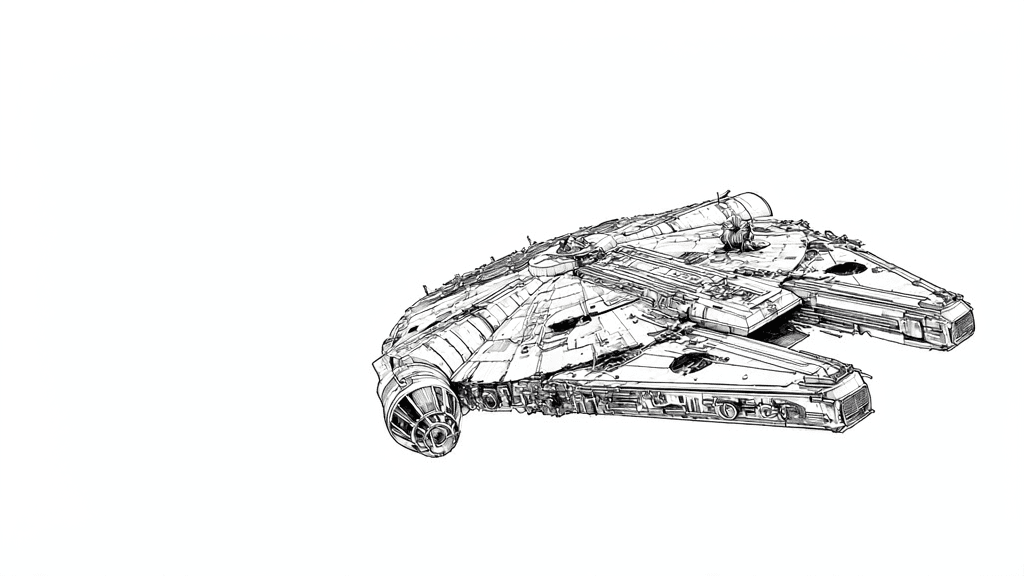 Millennium Falcon no espaço para colorir