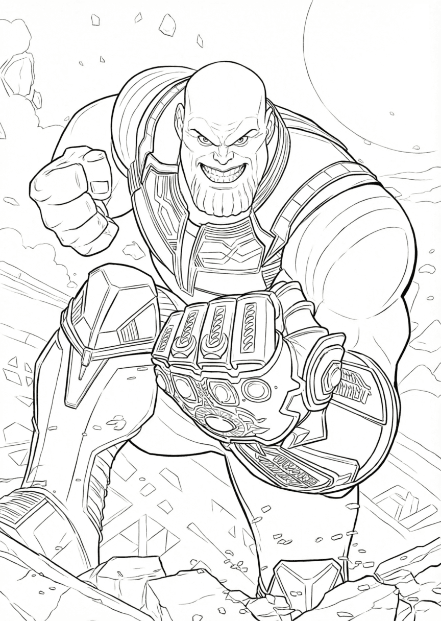 Thanos em ação para colorir