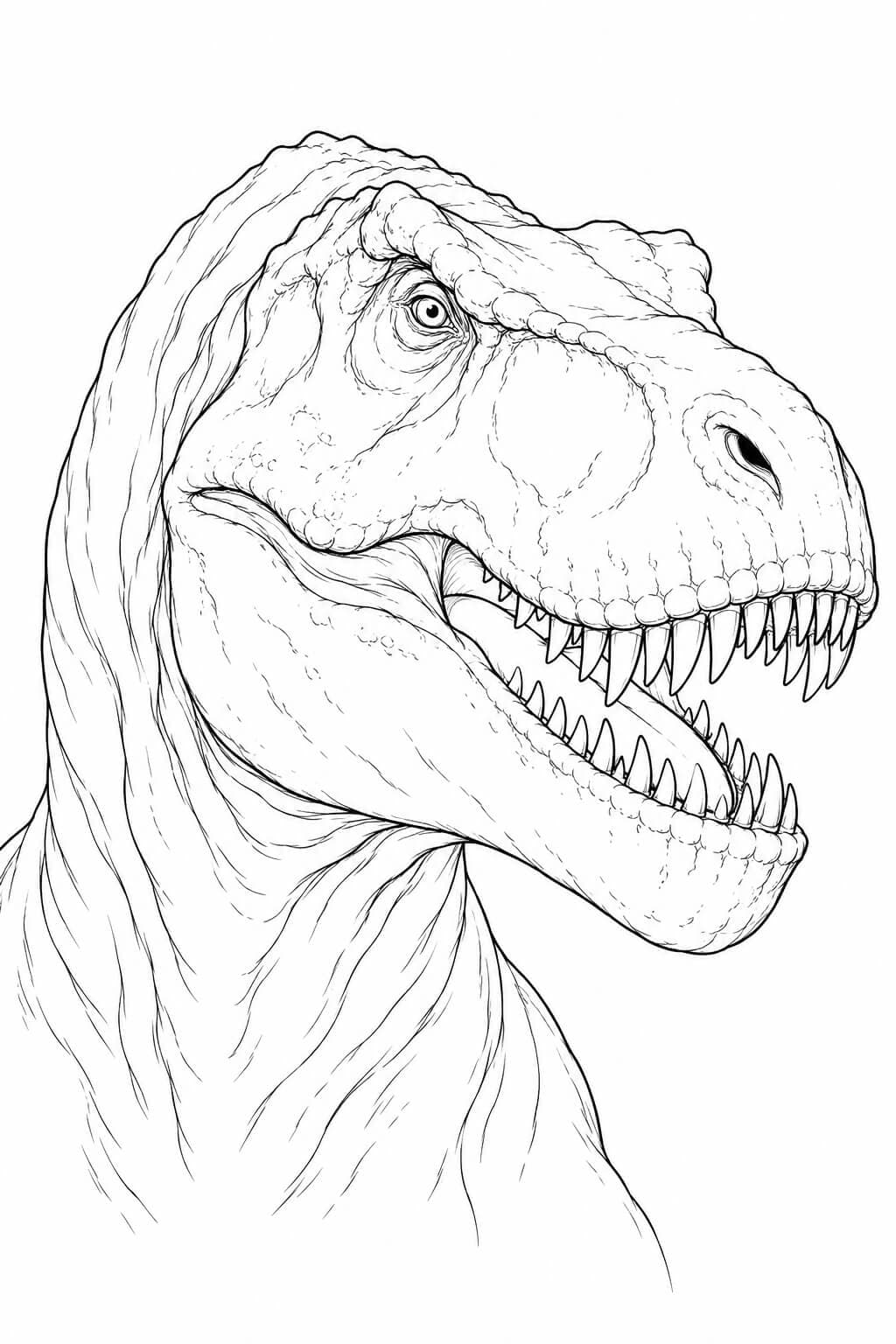 Retrato de tiranossauro rex realista para colorir
