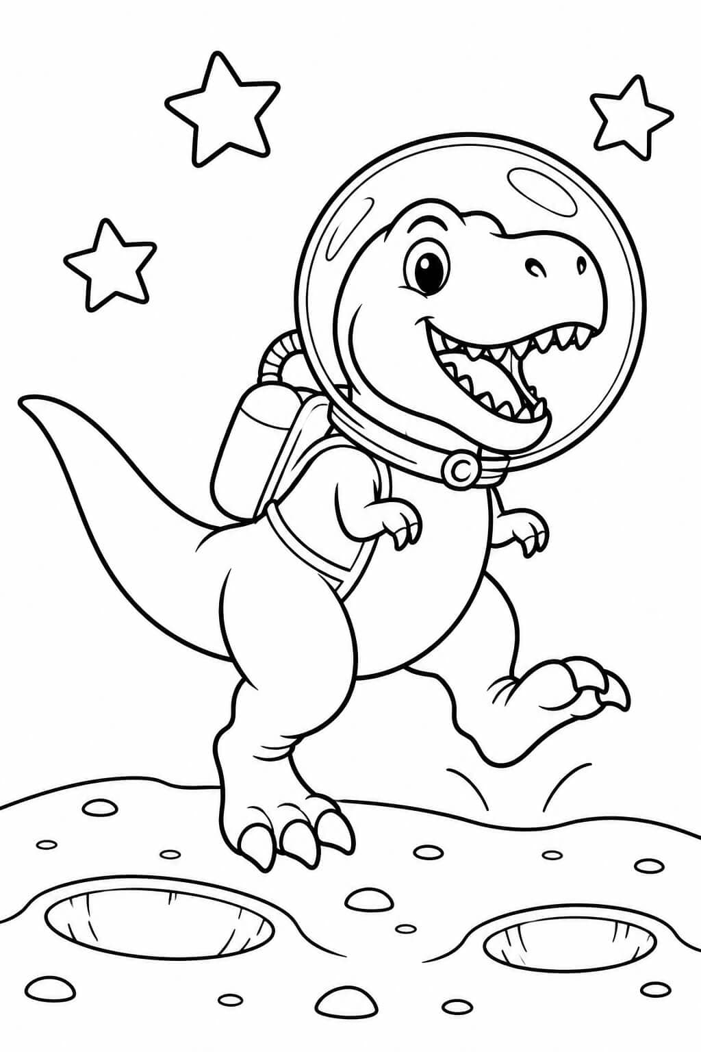 Tiranossauro rex astronauta para colorir