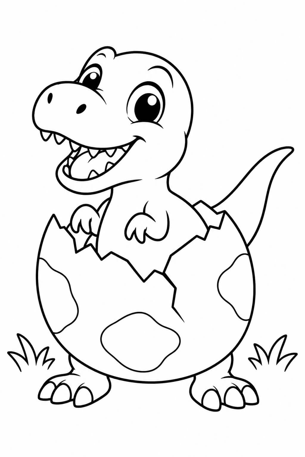 Tiranossauro rex bebê no ovo para colorir