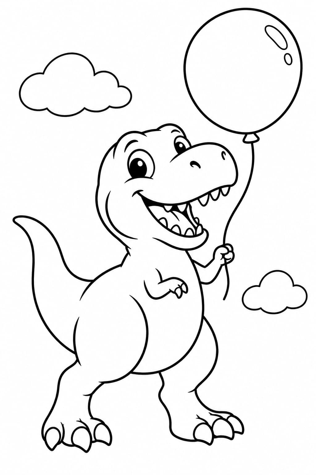 Tiranossauro rex com balão para colorir