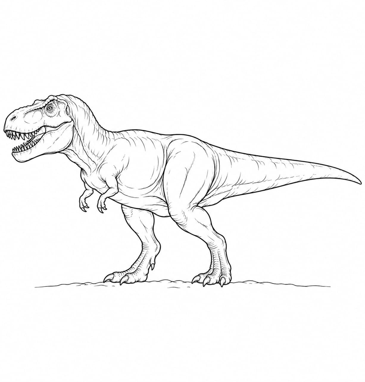 Tiranossauro rex realista de perfil para colorir
