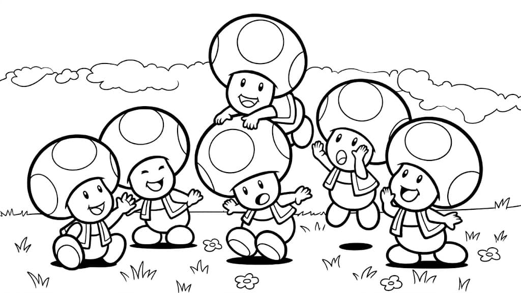 Turma de Toads para colorir