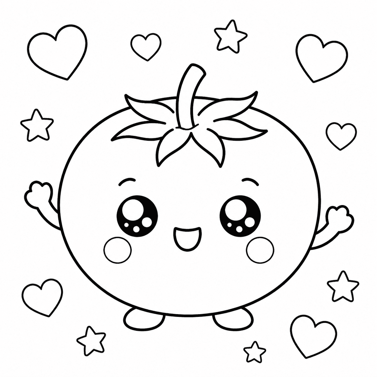 Tomate kawaii fofo para colorir