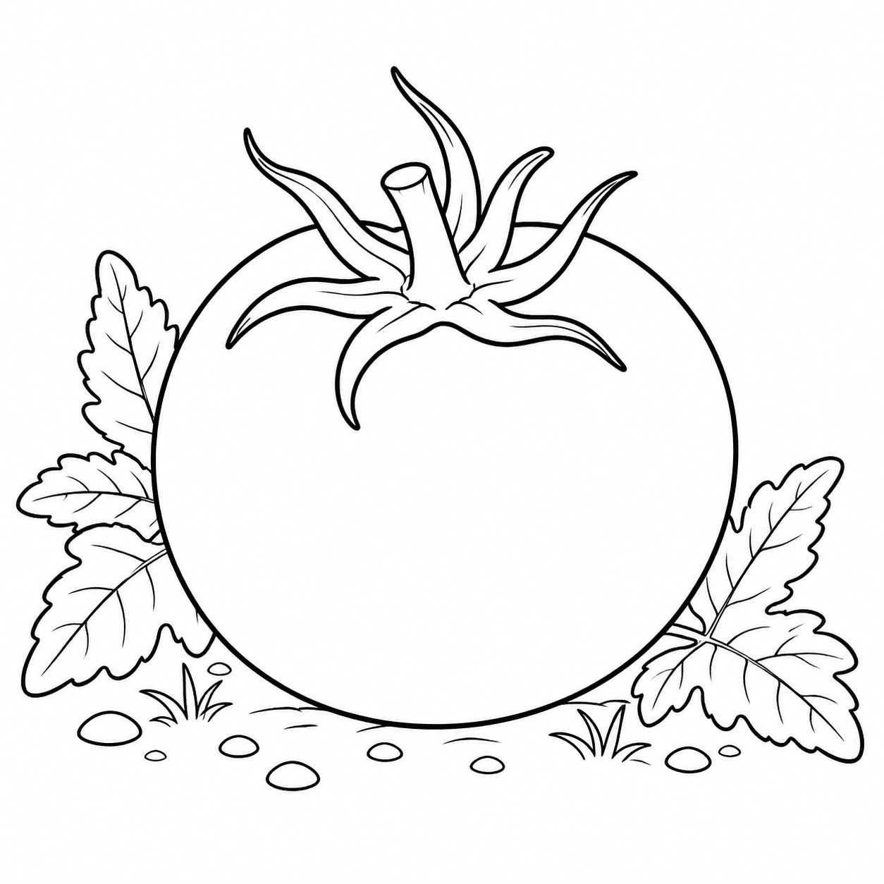 Tomate com folhas para colorir